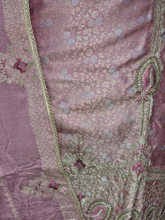 Dusty Pink Kheen Khwab Silk Suit with Kadhai Work