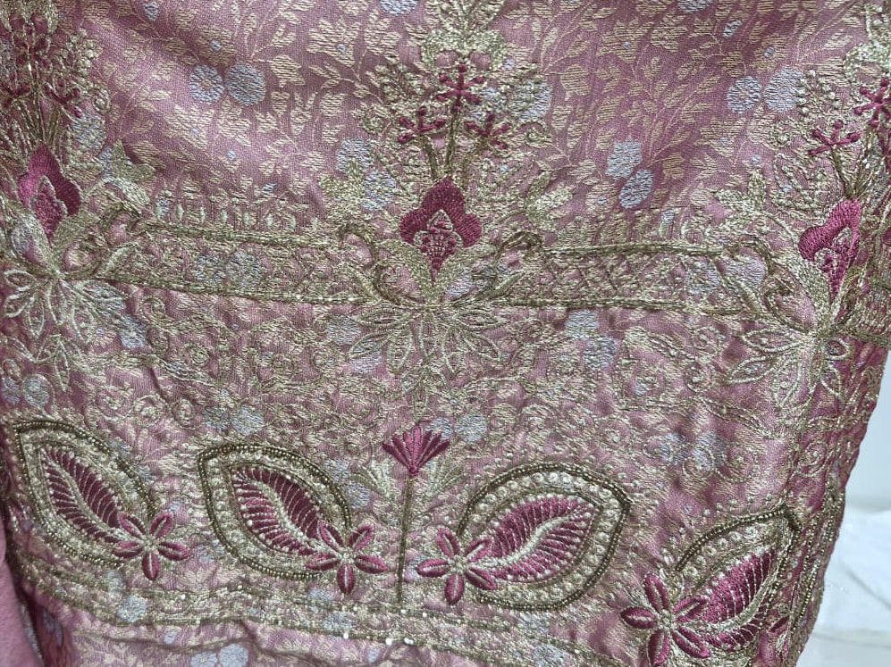 Dusty Pink Kheen Khwab Silk Suit with Kadhai Work
